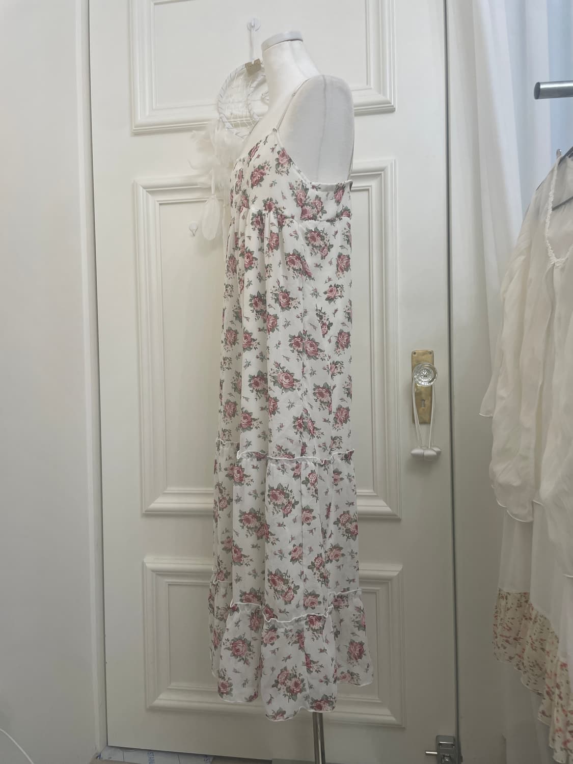 white rose print summer long opc(size-M) 상품이미지2