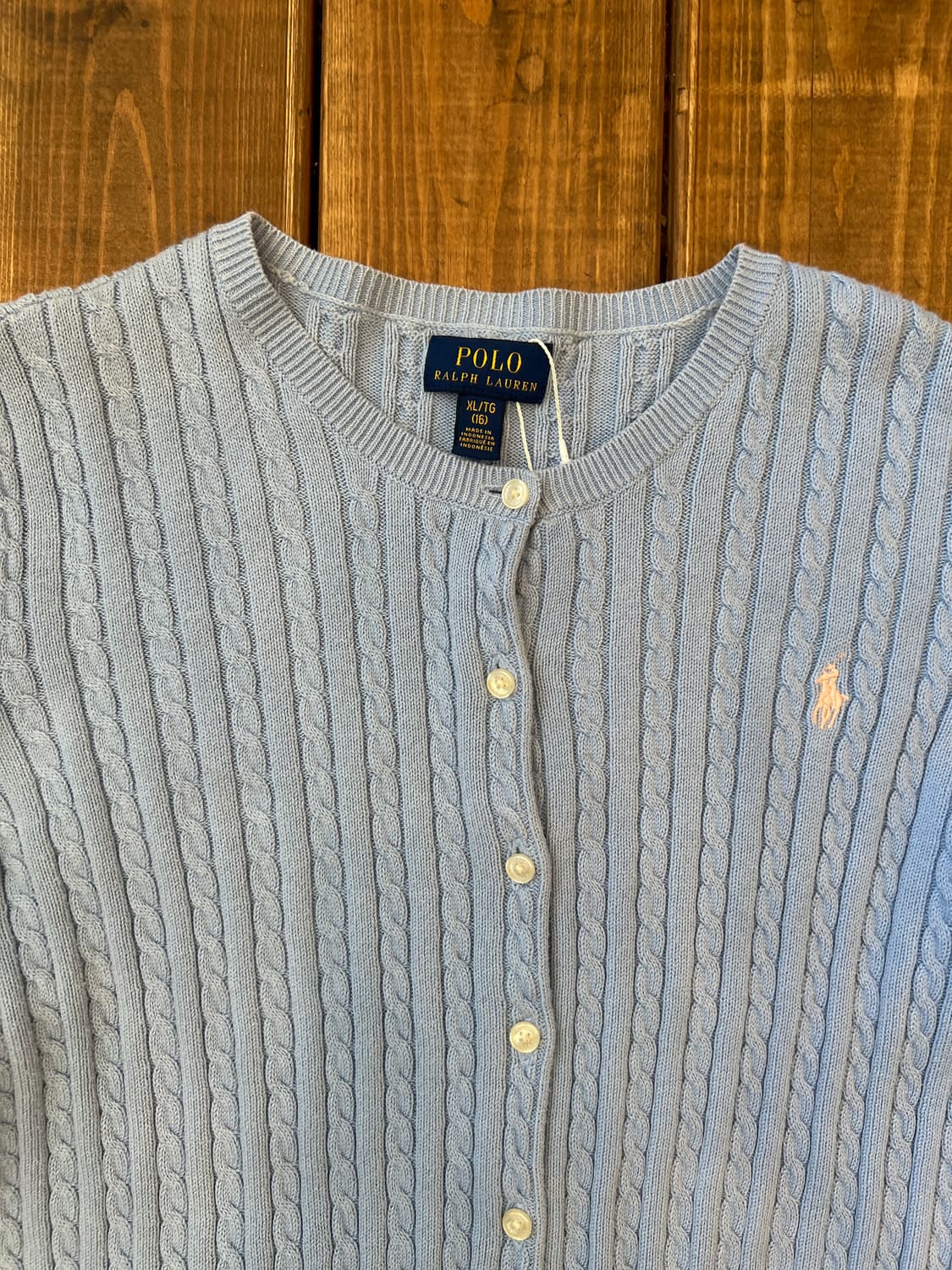 폴로 스카이블루 꽈배기 니트 상품이미지7