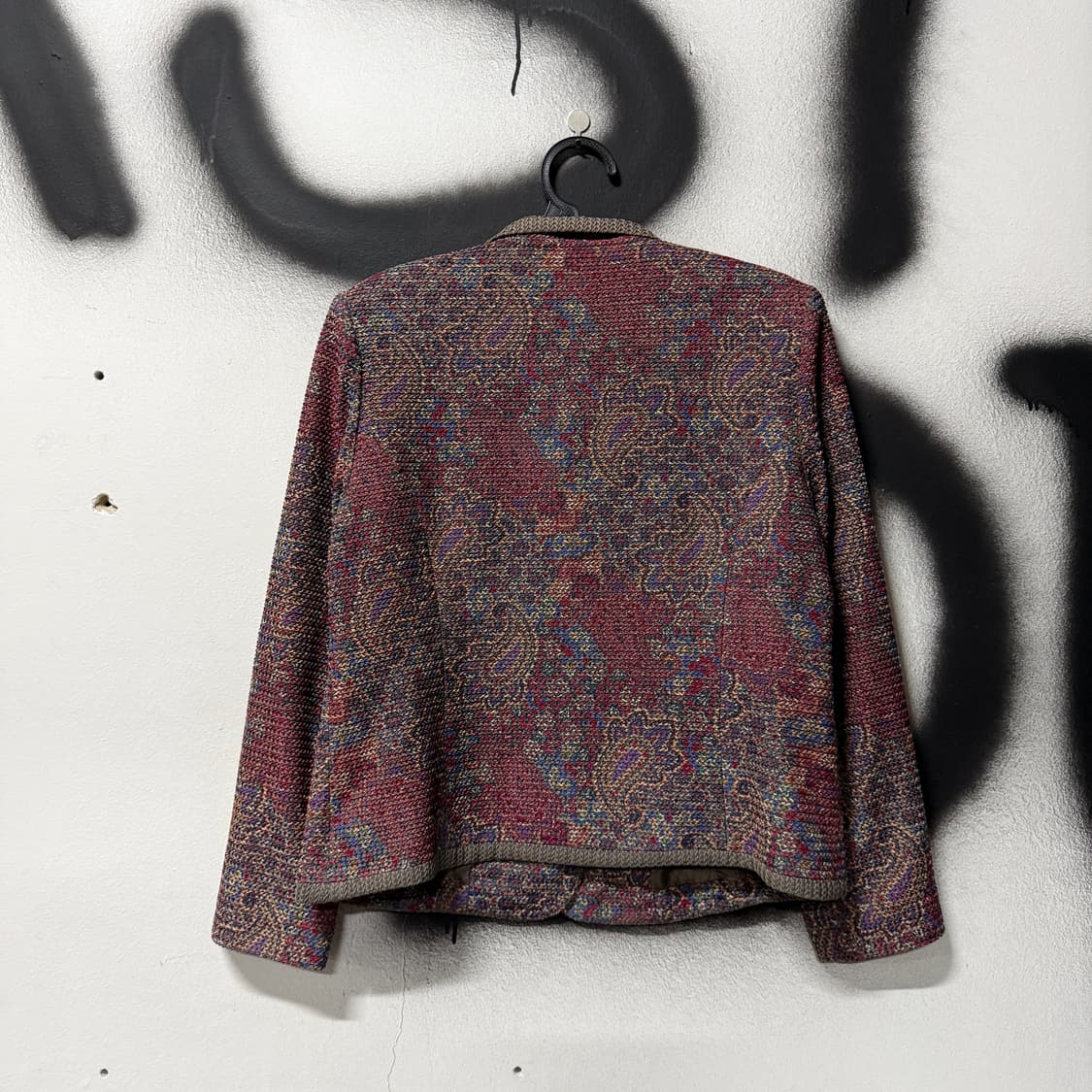 VTG 빈티지 글랜 스타일 페이즐리 자카드 풀 패턴 싱글 자켓 상품이미지2