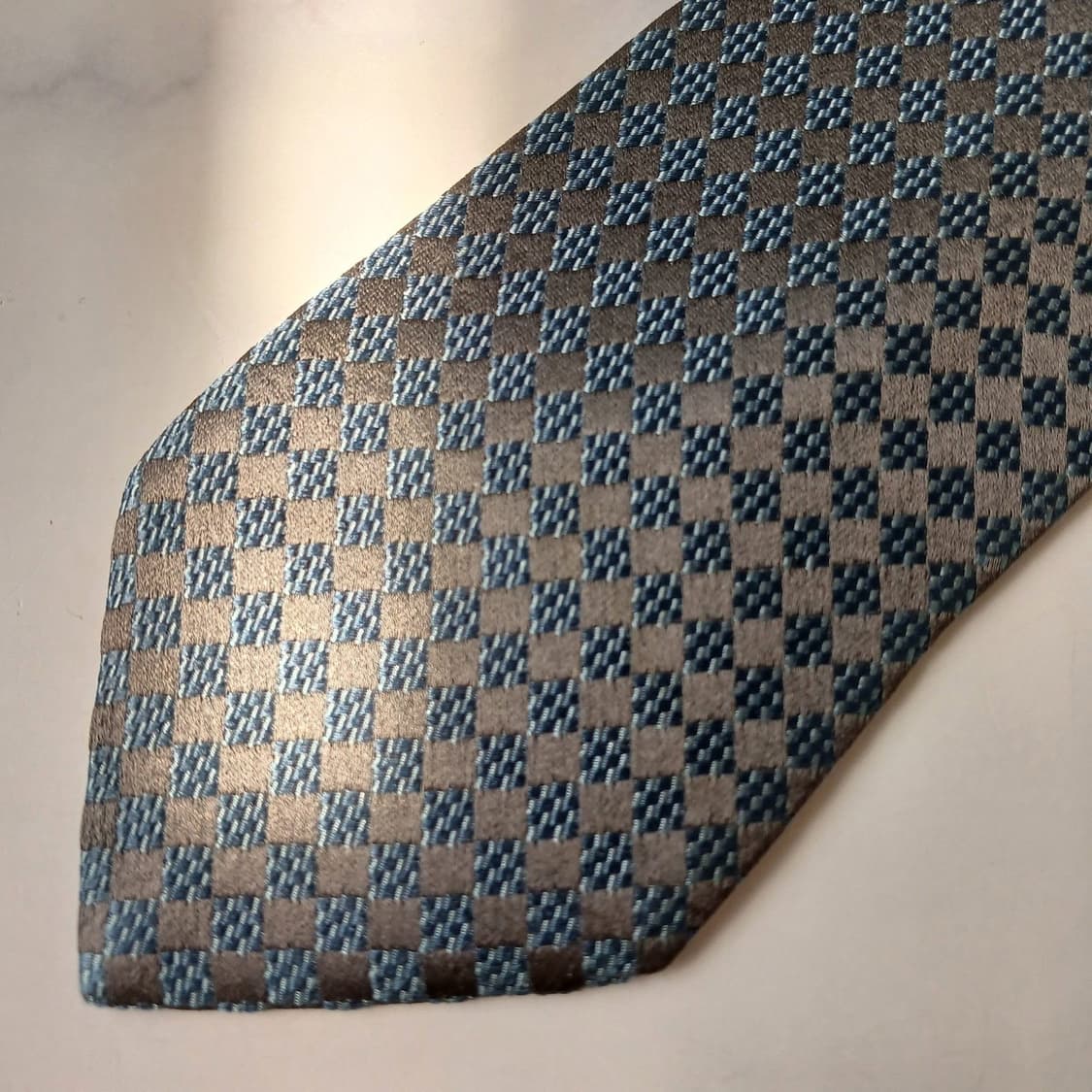 조르지오 아르마니 블루 마름모 자카드 넥타이 9.2cm A+등급 E773 상품이미지7