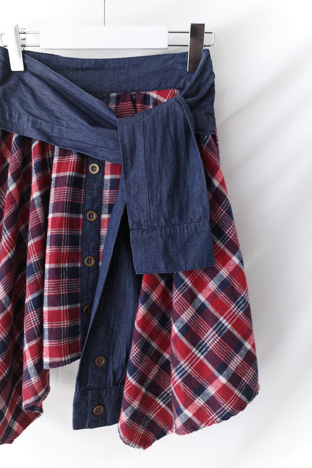 check unbalanced denim skirt  상품이미지2