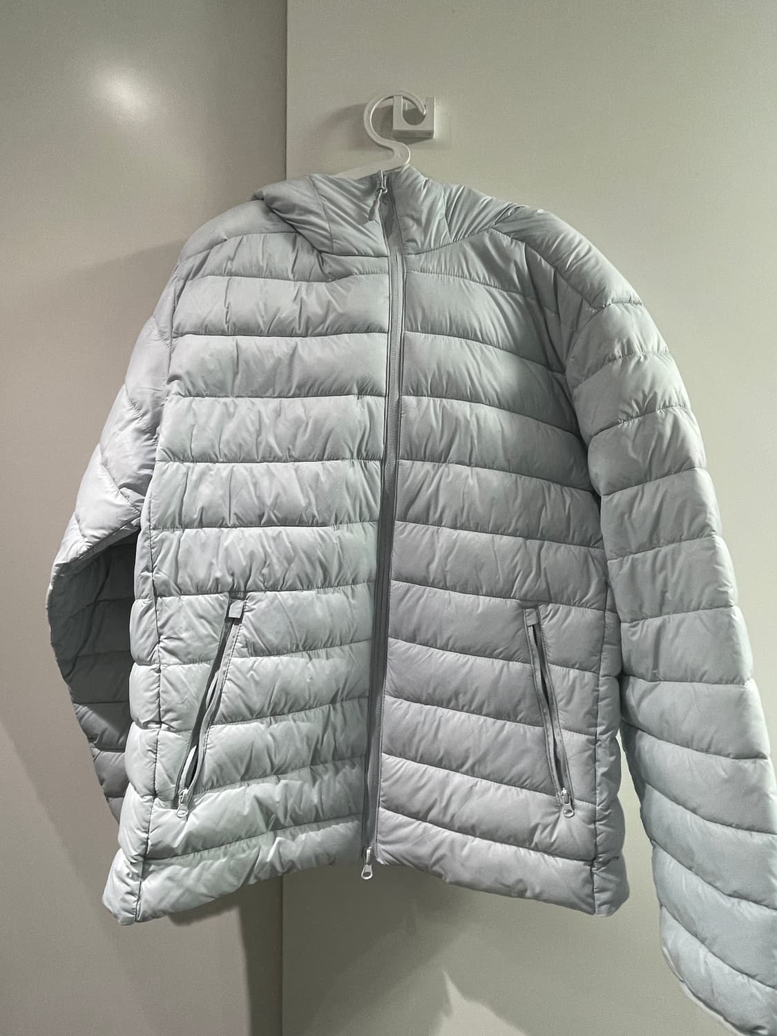 L) 스파오 경량패딩 씬라이트 후드 재킷 페일블루 상품이미지1