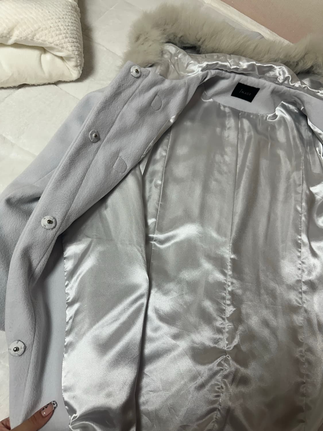 빈티지 소라색 회색 떡볶이 코트 히메 갸루 모리 리얼퍼 상품이미지5