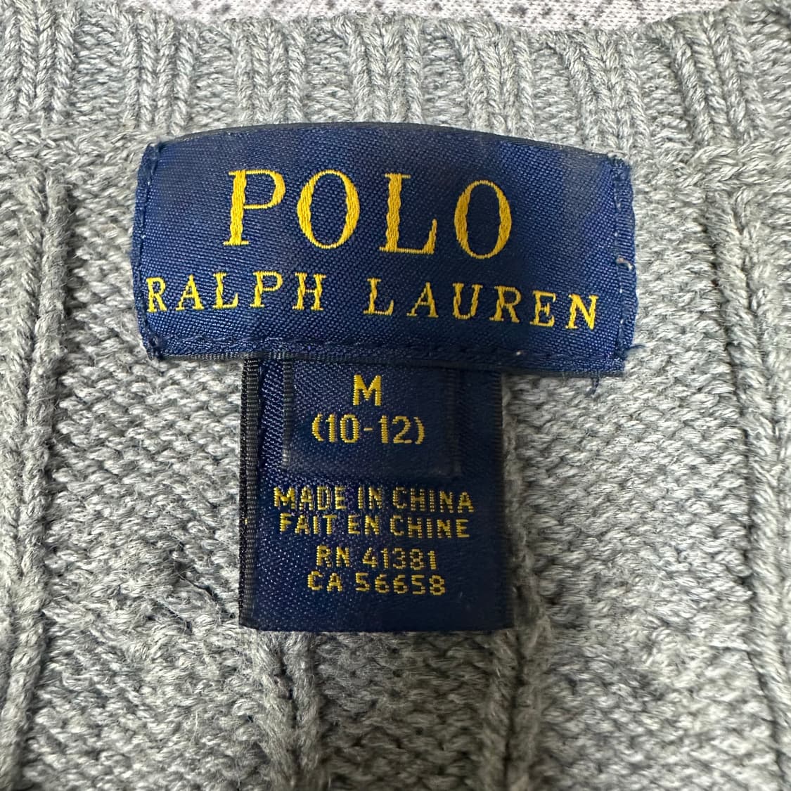 ✨ (바배) 폴로 랄프로렌 그레이 꽈배기 니트 (10-12) 상품이미지3