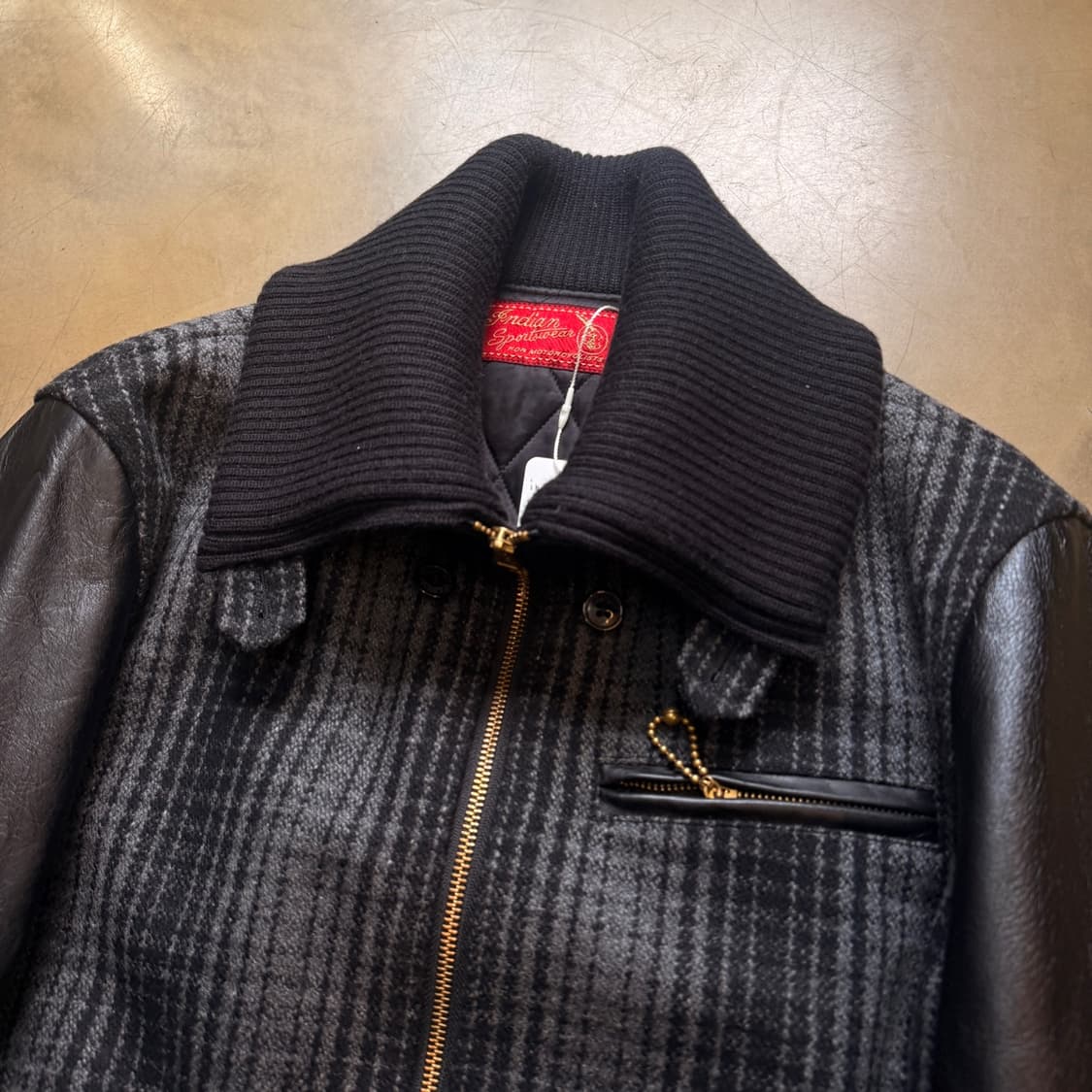 인디언 모터사이클 멜튼 울 카우하이드 자켓 상품이미지2