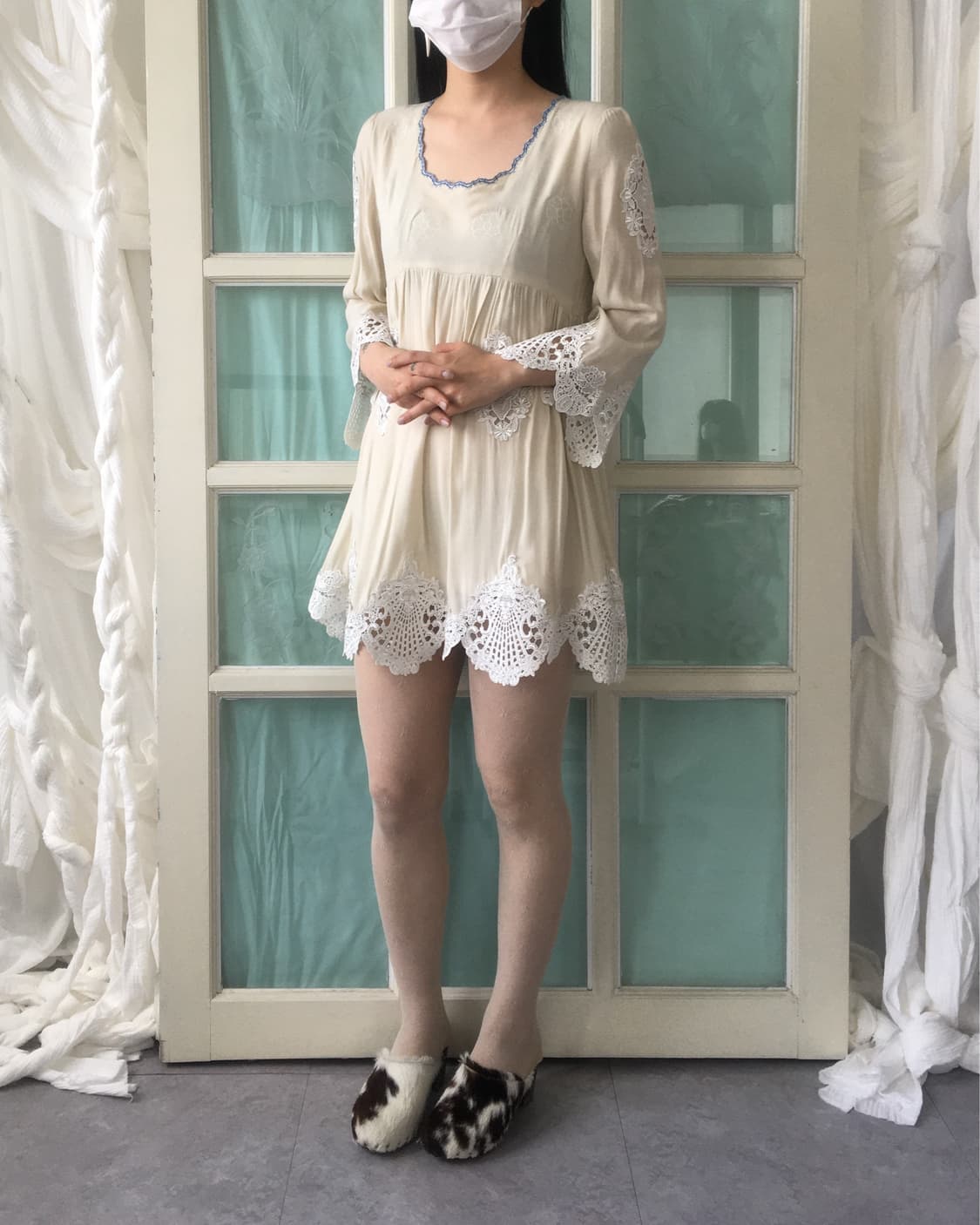 Filet trimming blouse onepiece 상품이미지7