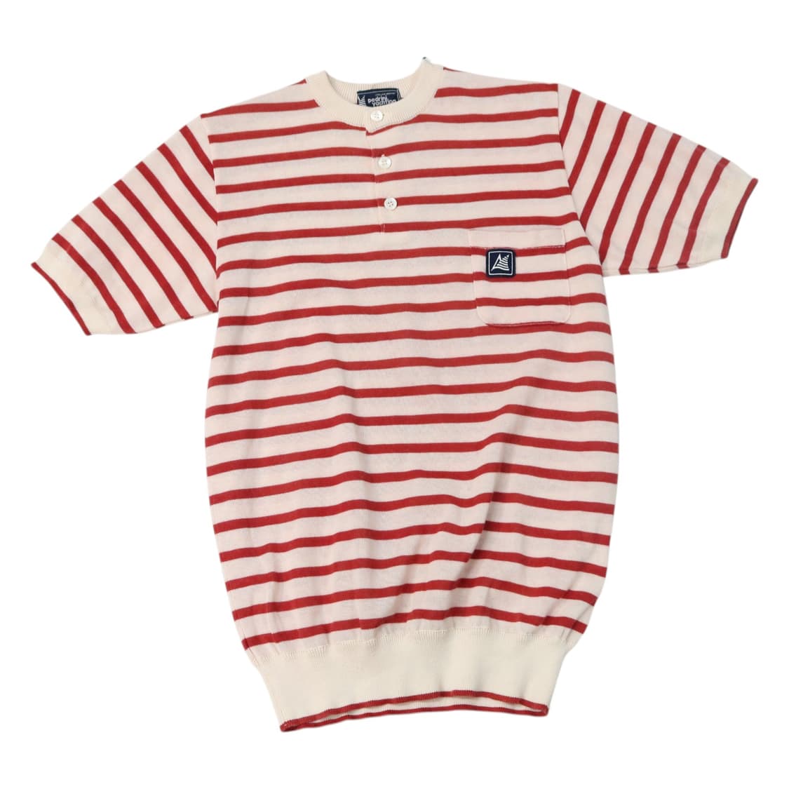 Pedrini Yachting 빈티지 레드 스트라이프 헨리넥 니트 (M) 상품이미지1