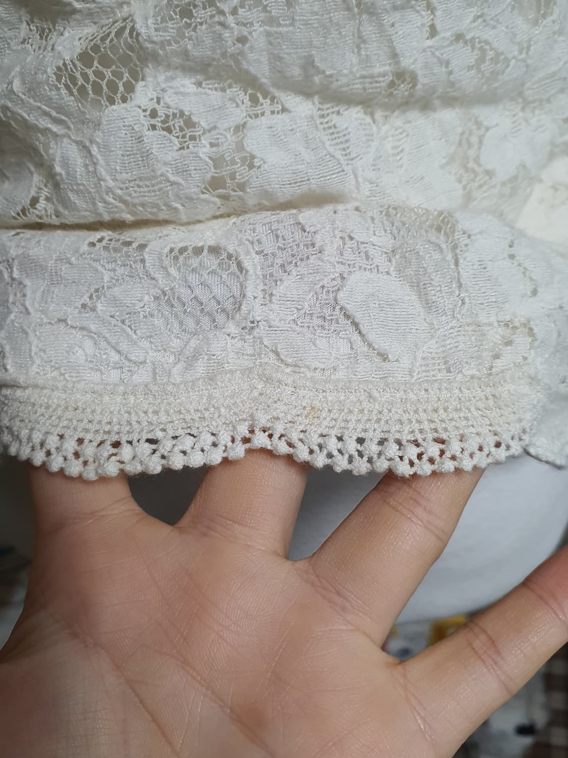 [빈티지] 아이보리 레이스 반팔 블라우스 상품이미지2