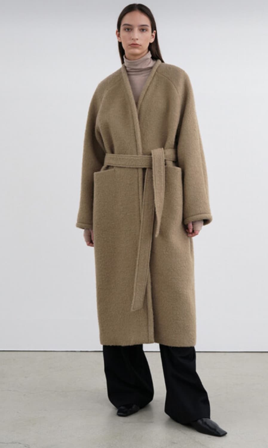 인사일런스 우먼 칼라리스 알파카 로브 코트 (그레이) 상품이미지1