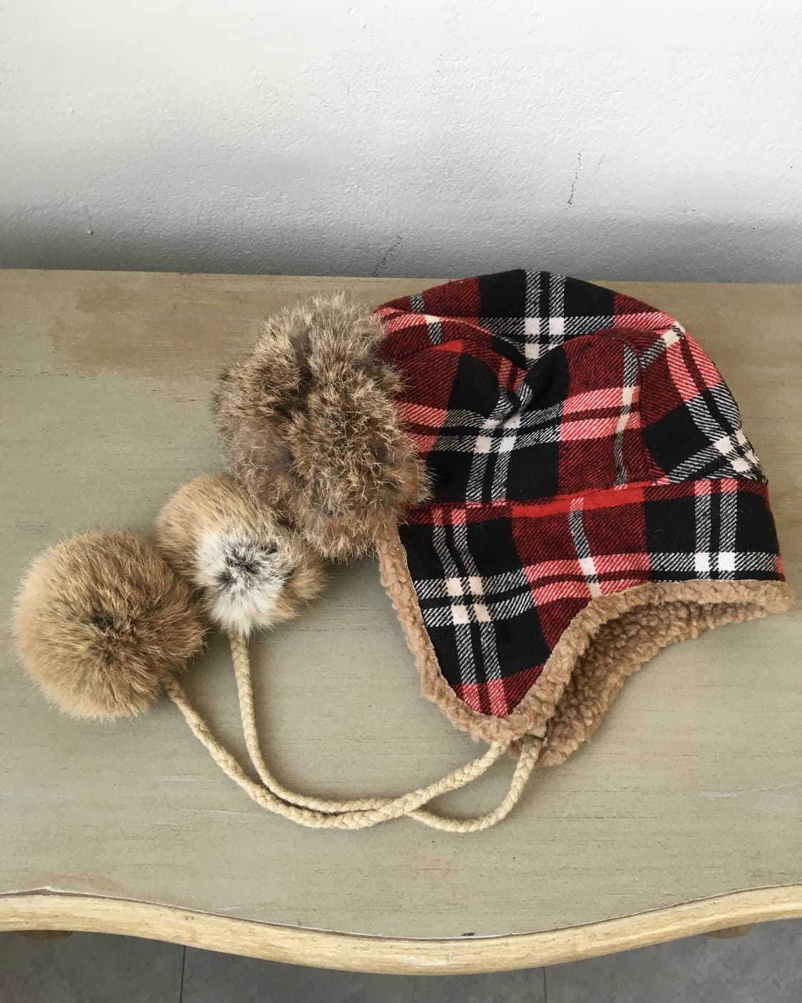  pom pom check pattern trooper hat 상품이미지5