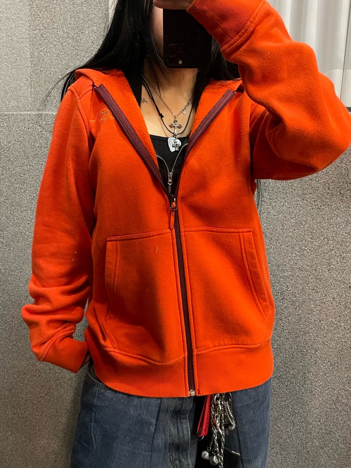 ARCTERYX Biglogo orange zip-up hoodie 상품이미지1