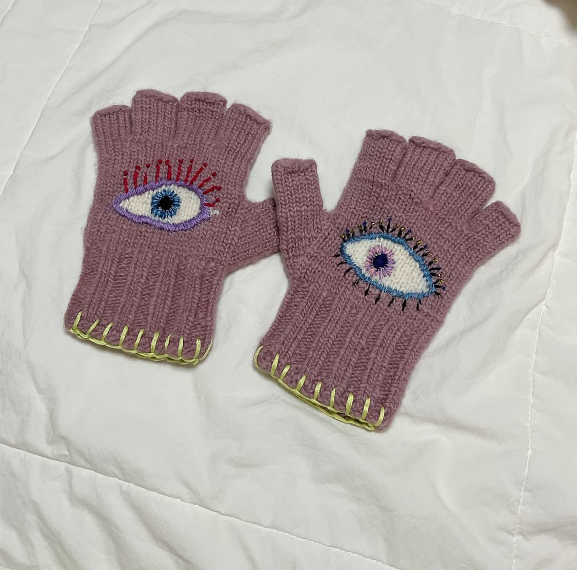 캐피탈 울 포크테일 글러브 스피크이지 자수 핑크 상품이미지2