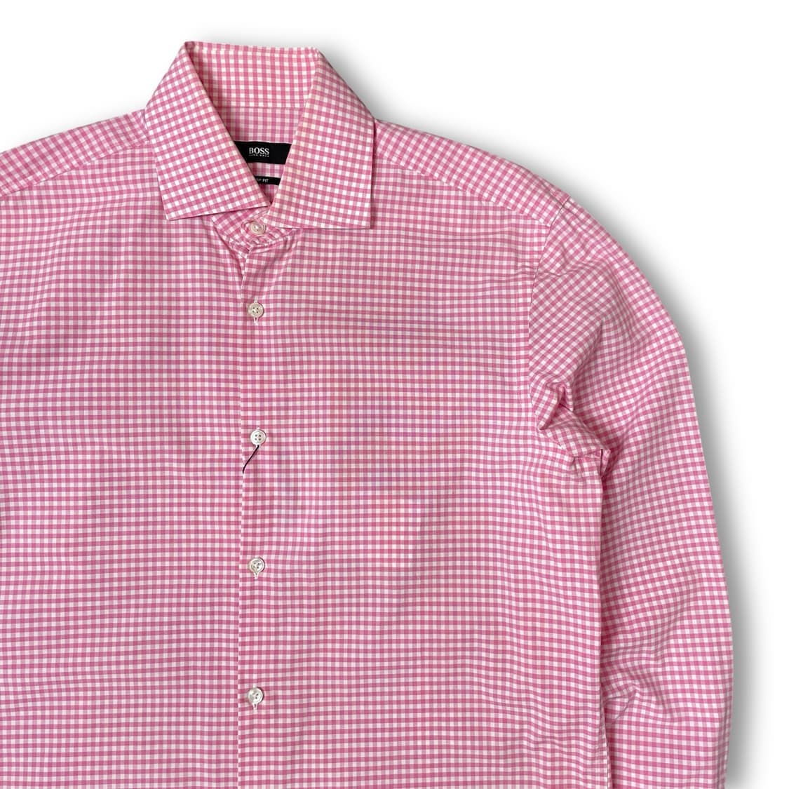 BOSS 휴고보스 핑크 깅엄체크 샤프핏 긴팔 셔츠 상품이미지3