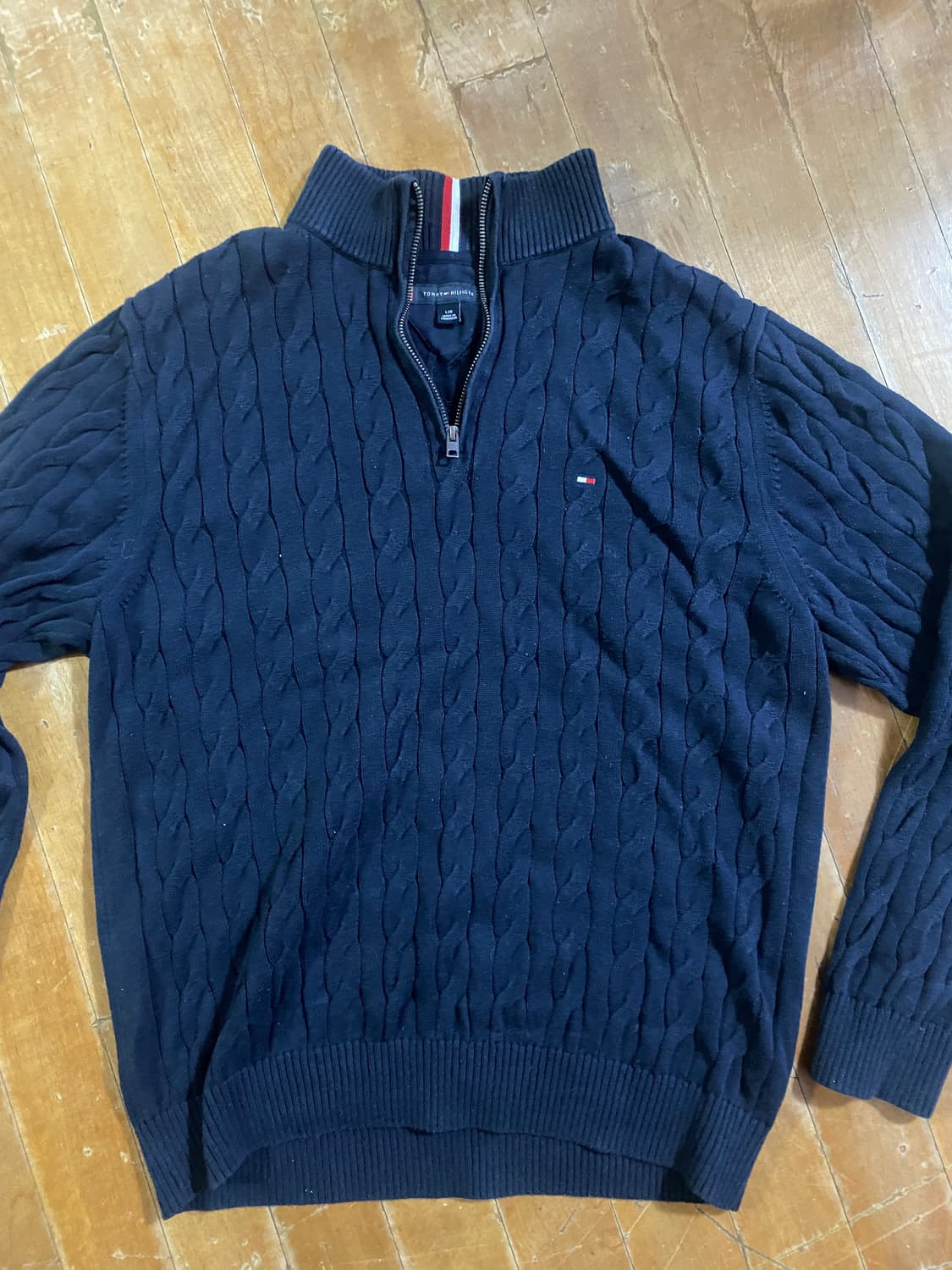 타미힐피거 네이비 케이블 하프집업 니트 L (105) 상품이미지1