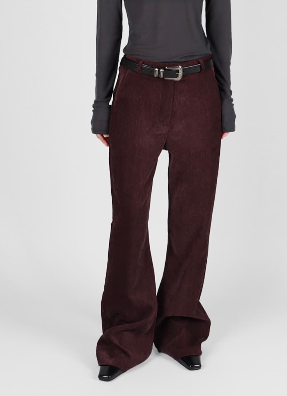 버건디 부츠컷 팬츠 상품이미지2