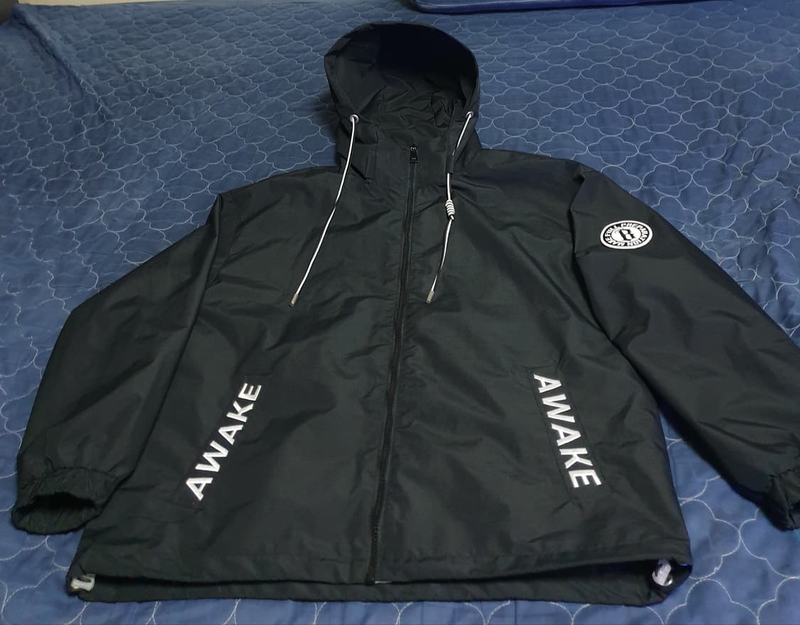 나일론 후드 짚업 바람막이 자켓 블랙 (M) 상품이미지1