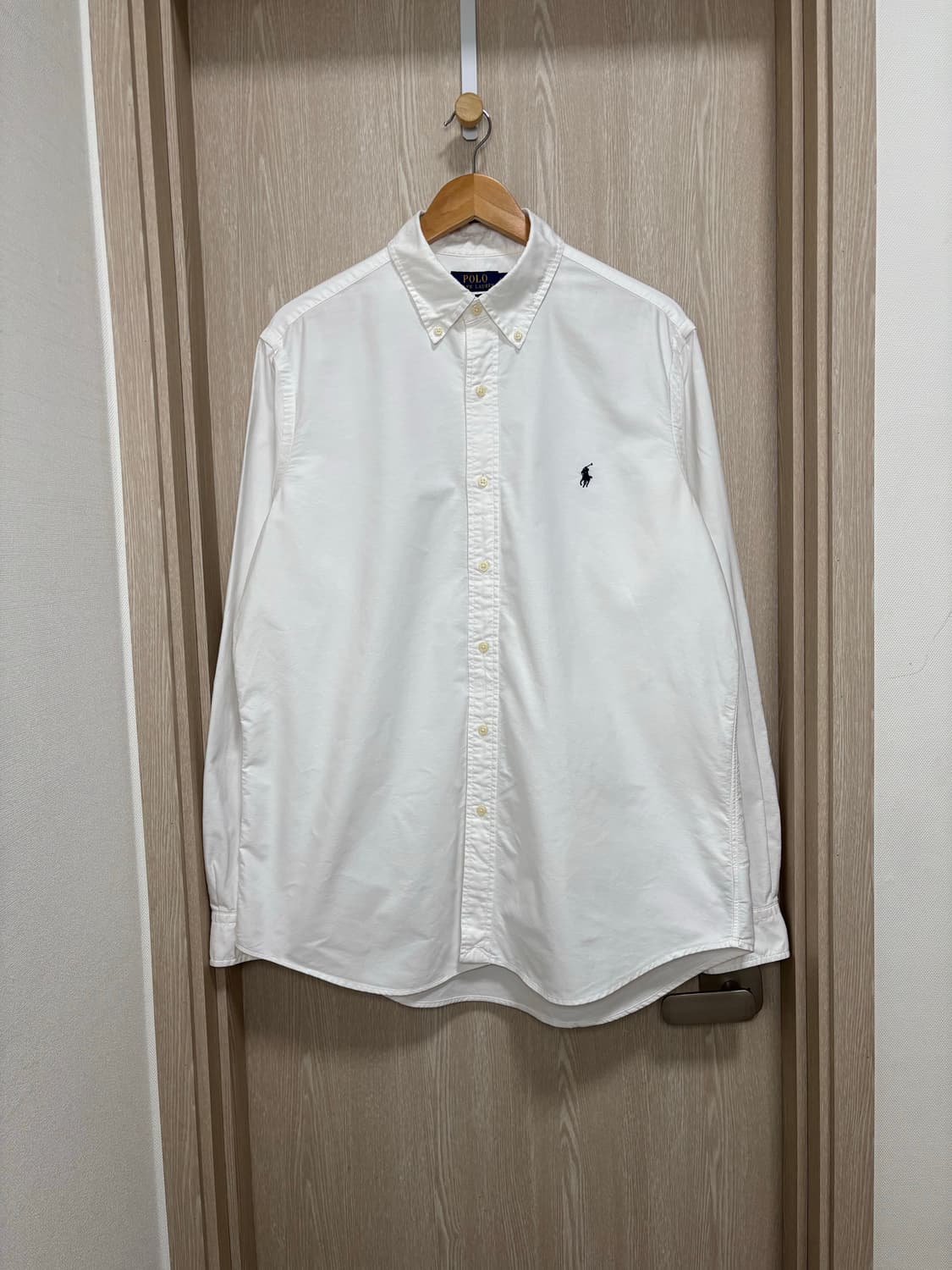 폴로 클래식핏 가먼트다이 옥스포드셔츠L/화이트 상품이미지2