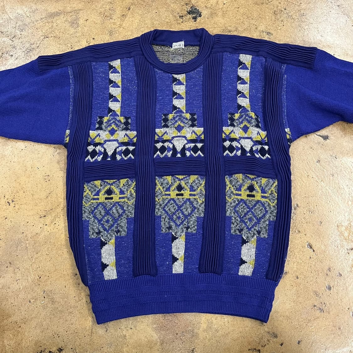 [정품] 빈티지 아가일 패턴 니트 블루 b18 상품이미지3