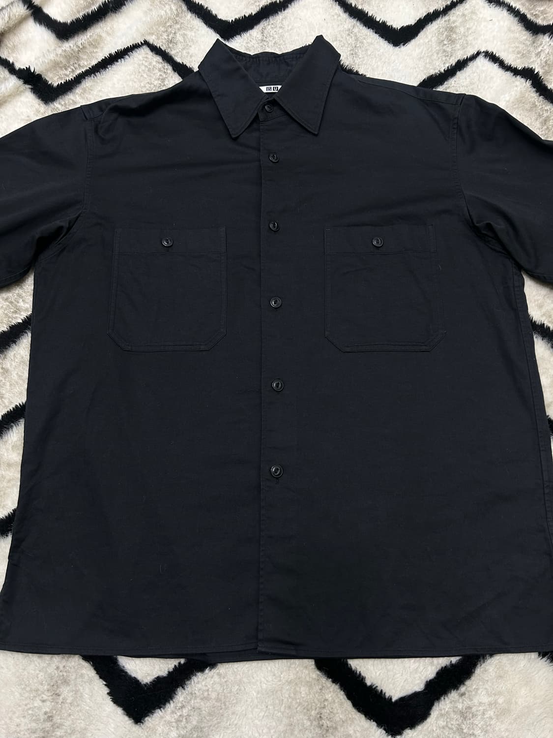 [XL]유니클로U 오버핏 코튼 투포켓 워크 셔츠/블랙 상품이미지3