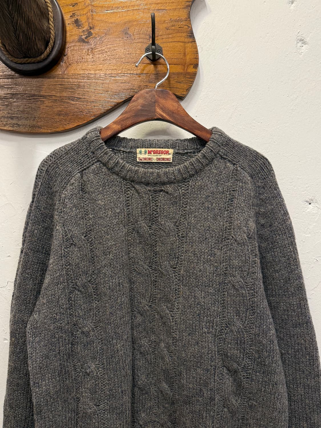 L) 90s McGregor Cable Knit Wool Sweater 상품이미지2