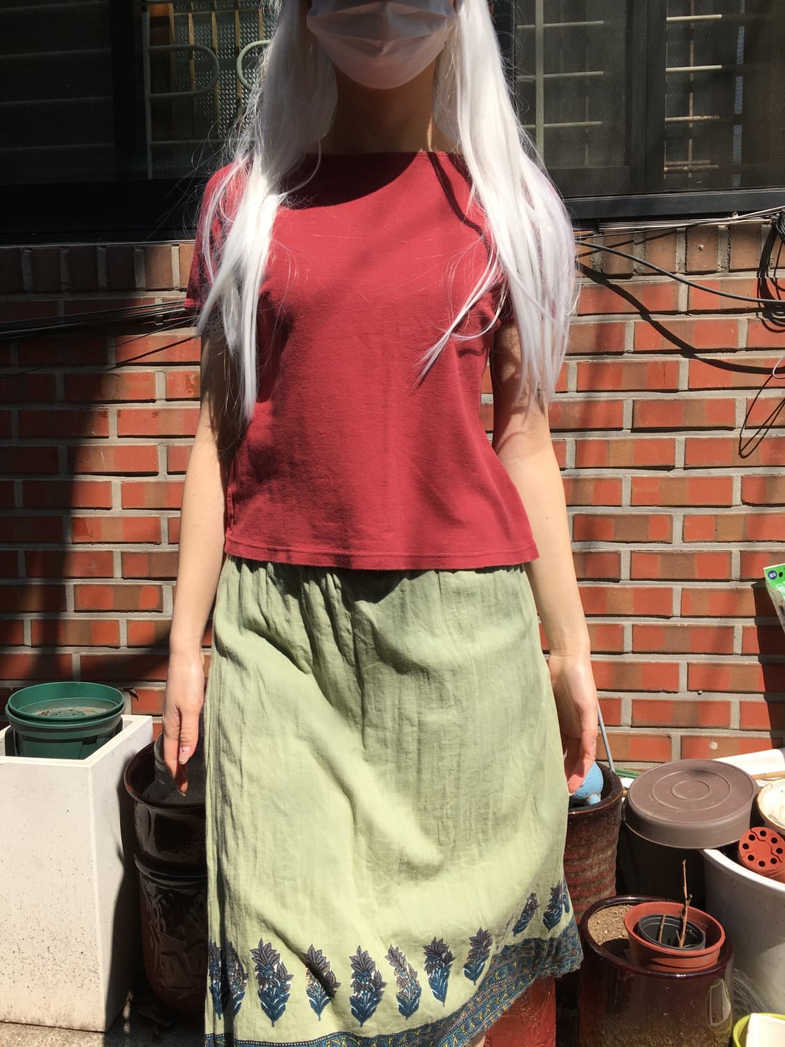 에스닉 피스타치오 스커트 상품이미지3