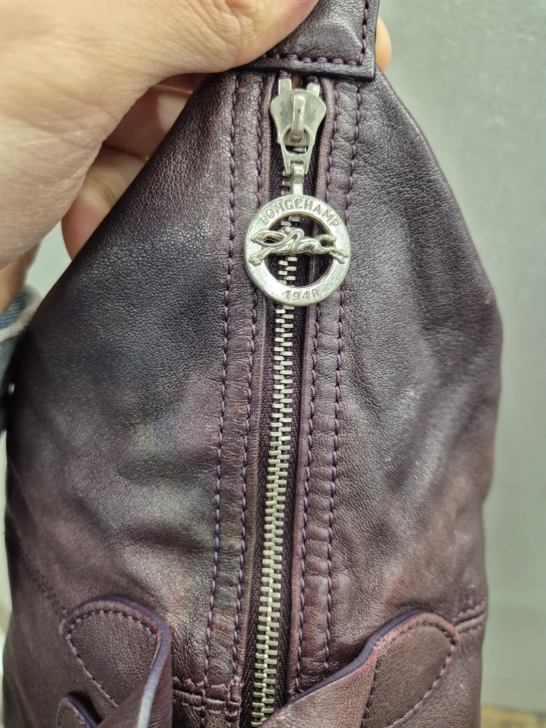 롱샴 르 플리아쥬 가죽 숄더백 (퍼플) 상품이미지6