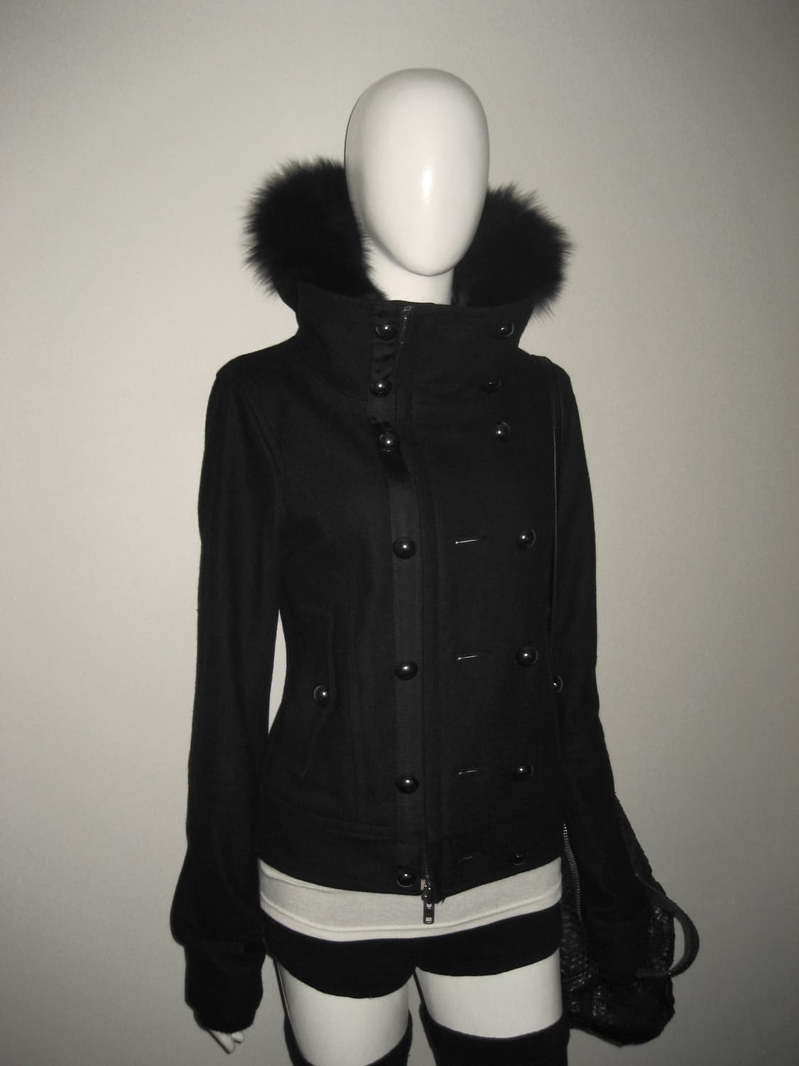 퍼 투버튼 하이넥 후드 집업 울 자켓 아카이브 상품이미지9