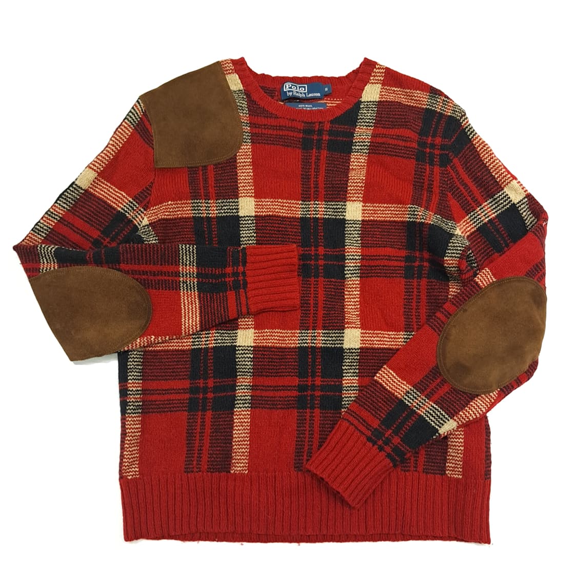 CN935 S 폴로 랄프로렌 클래식 체크 엘보패치 긴팔 울 니트 스웨터 상품이미지2
