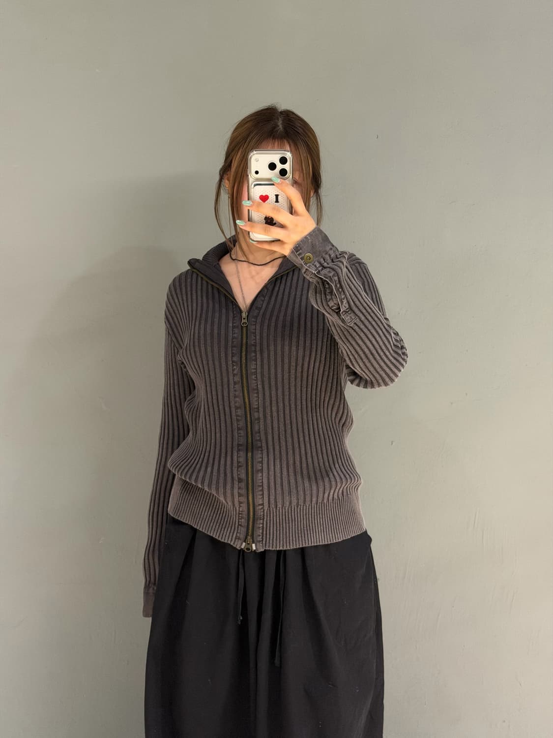 high-neck washing ribbed zip-up 상품이미지4