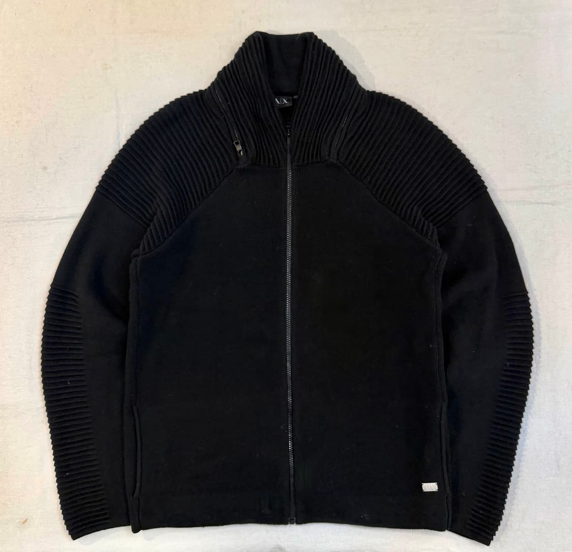 아르마니 익스체인지 플리츠 니트집업 블랙 상품이미지1