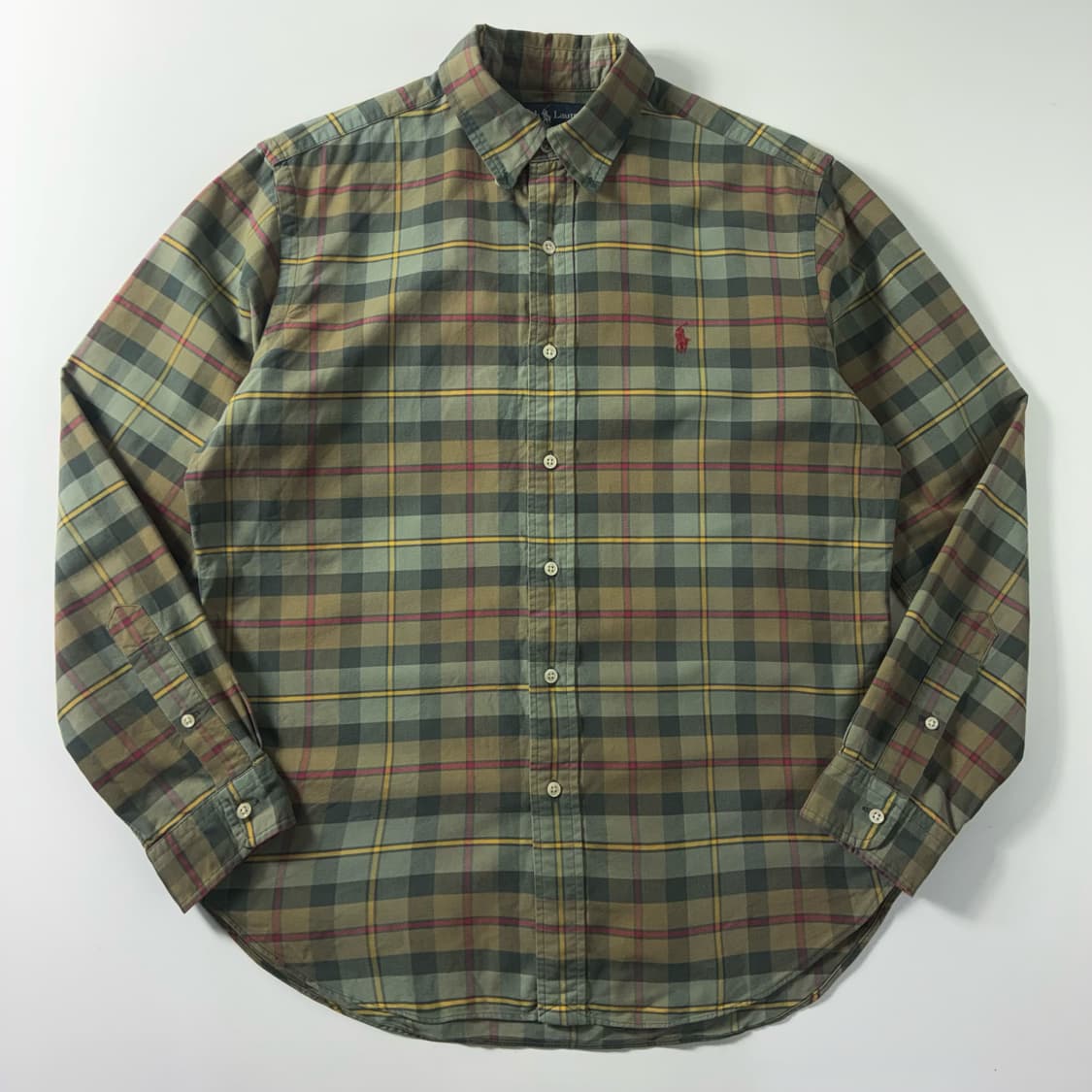 Polo  폴로 랄프로렌 자수 코튼 올리브 체크 셔츠  상품이미지1