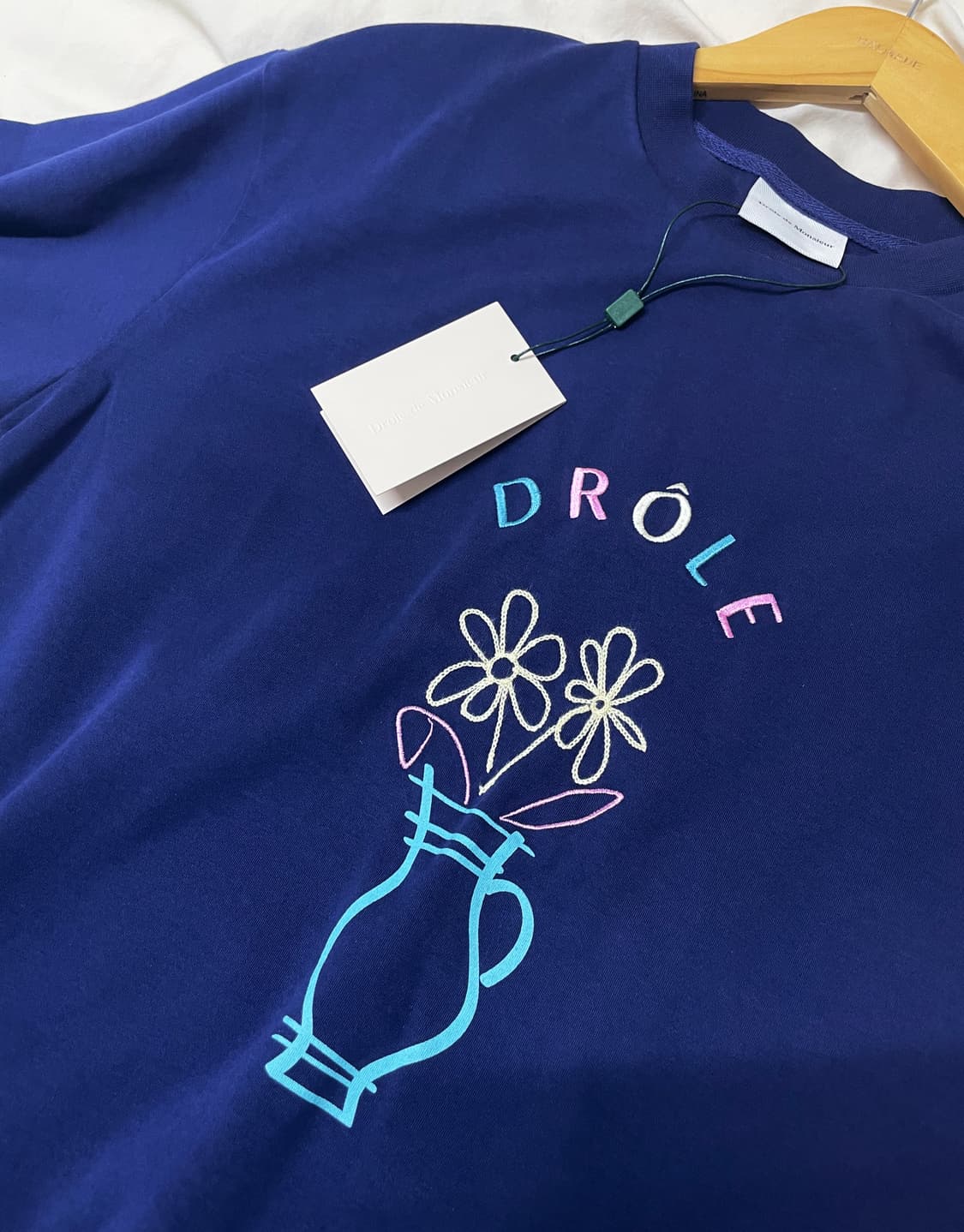 드롤드 무슈 플라워 자수 로고 티셔츠 상품이미지6