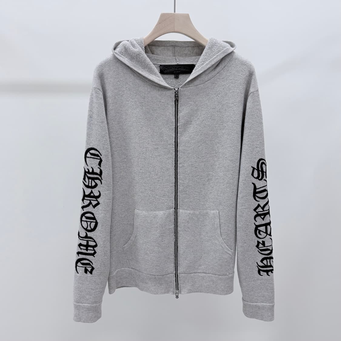 [S급/L] 크롬하츠 캐시미어 후드집업 자켓 그레이 상품이미지1