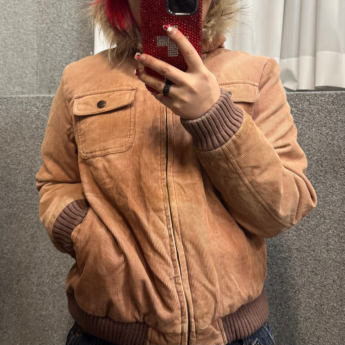 corduroy fur hoodie jacket 상품이미지1