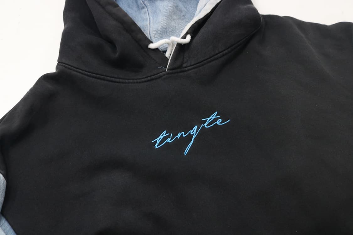 팅글러 Tingte 빈티지 데님 배색 후드 스웨트셔츠 상품이미지3