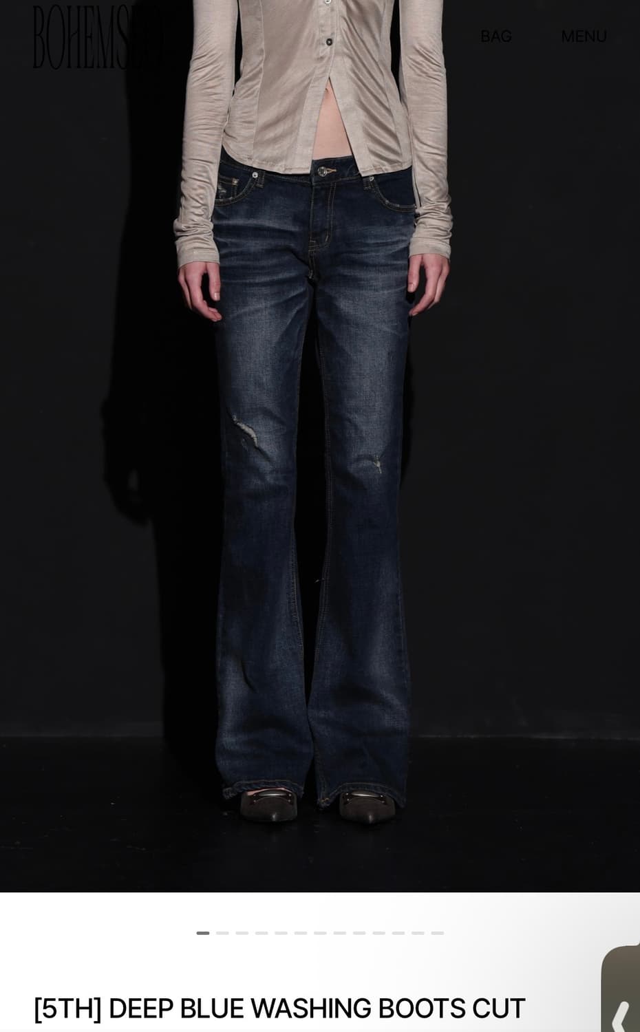 보헤미안서울) 딥블루 워싱 부츠컷 데님 팬츠 L 상품이미지3