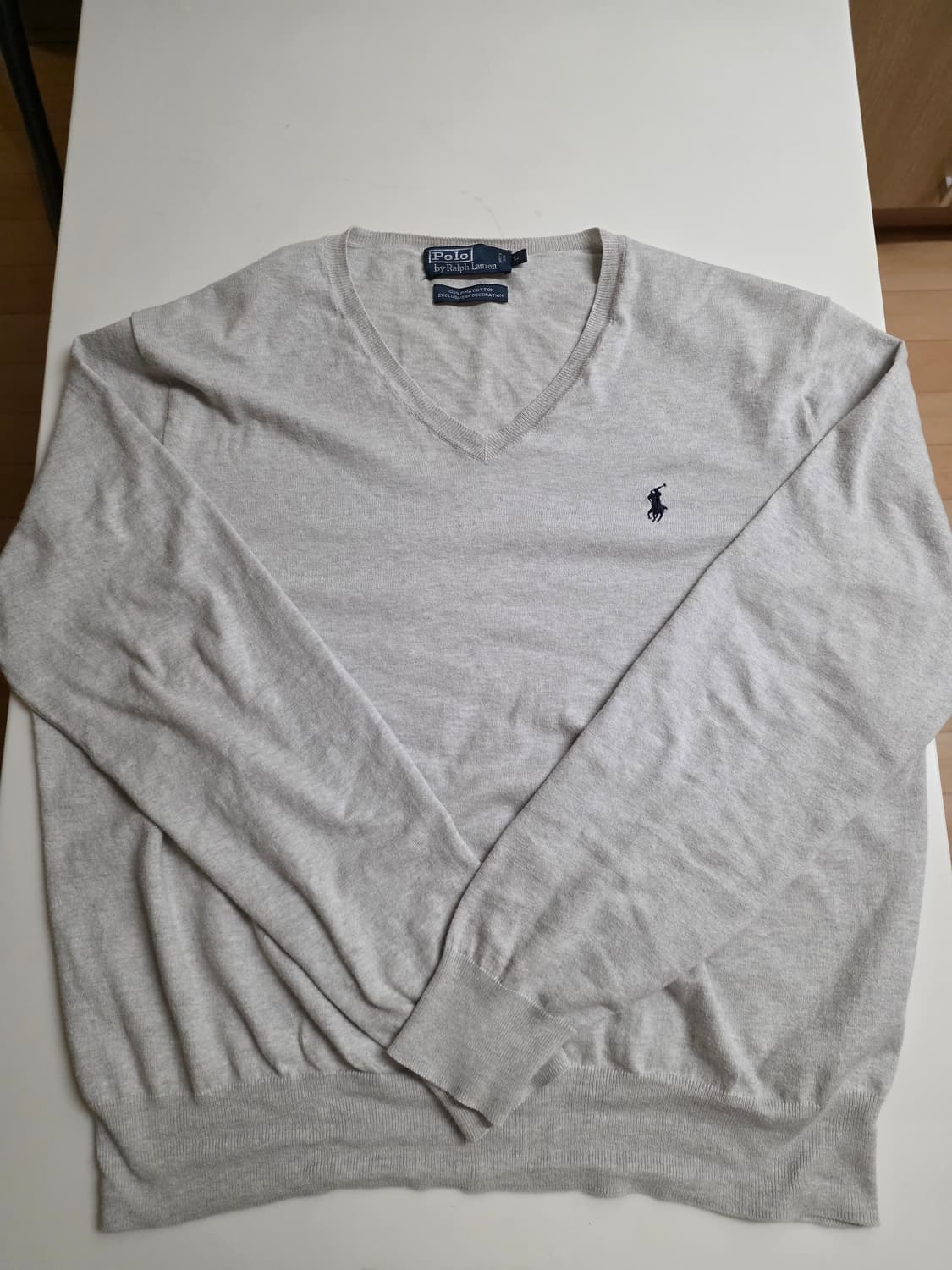 폴로 피마코튼 브이넥니트 그레이 L 상품이미지1