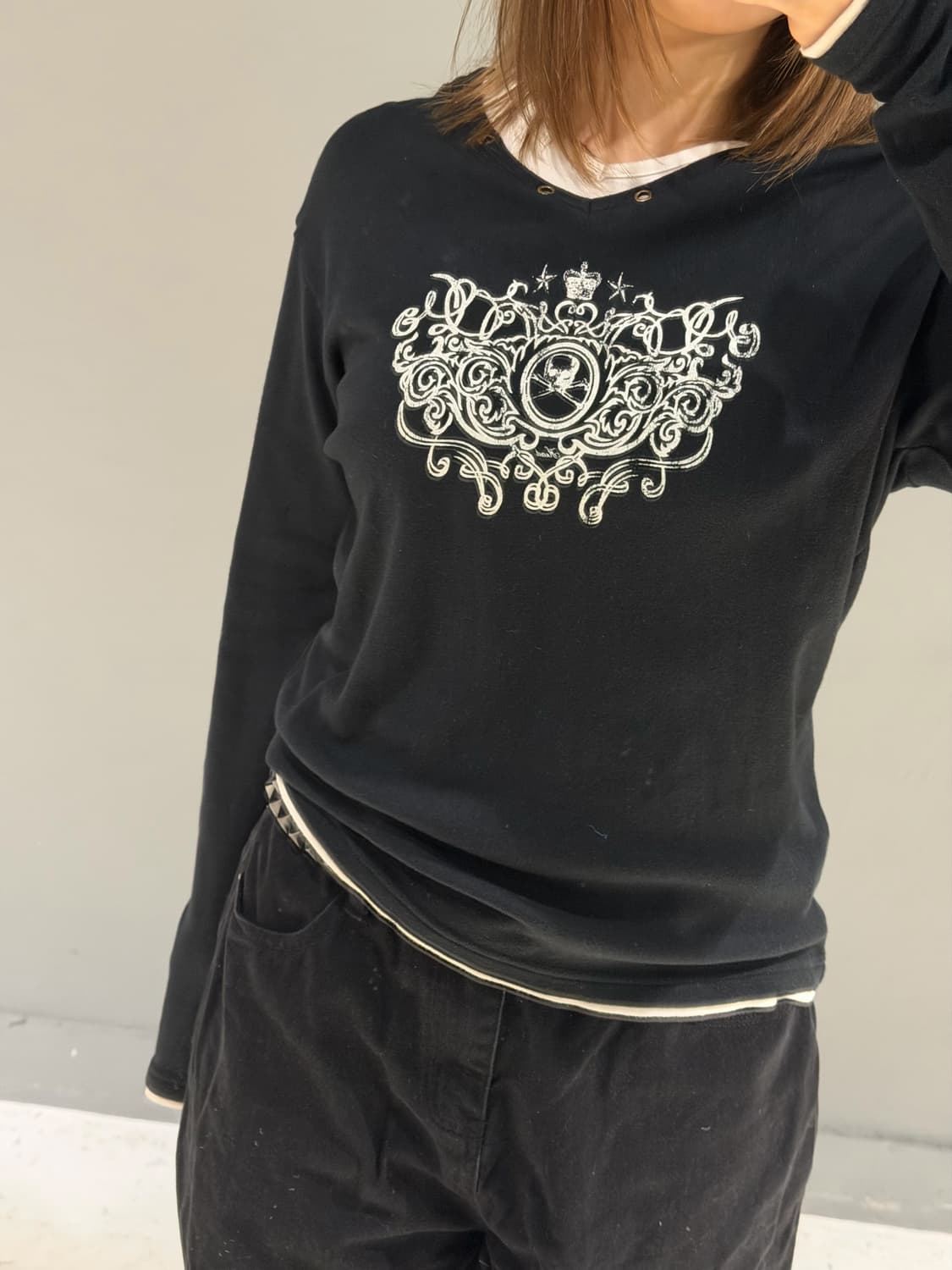 layered detail punk printing long sleeve 상품이미지3