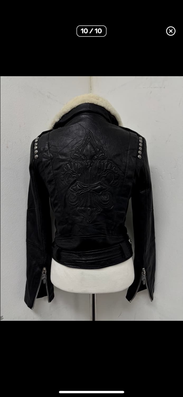 크로스 패치 사이드지퍼 레더자켓 상품이미지9