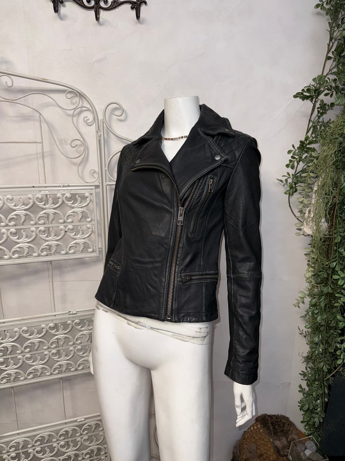 All Saints black lamb skin rider jacket  상품이미지6