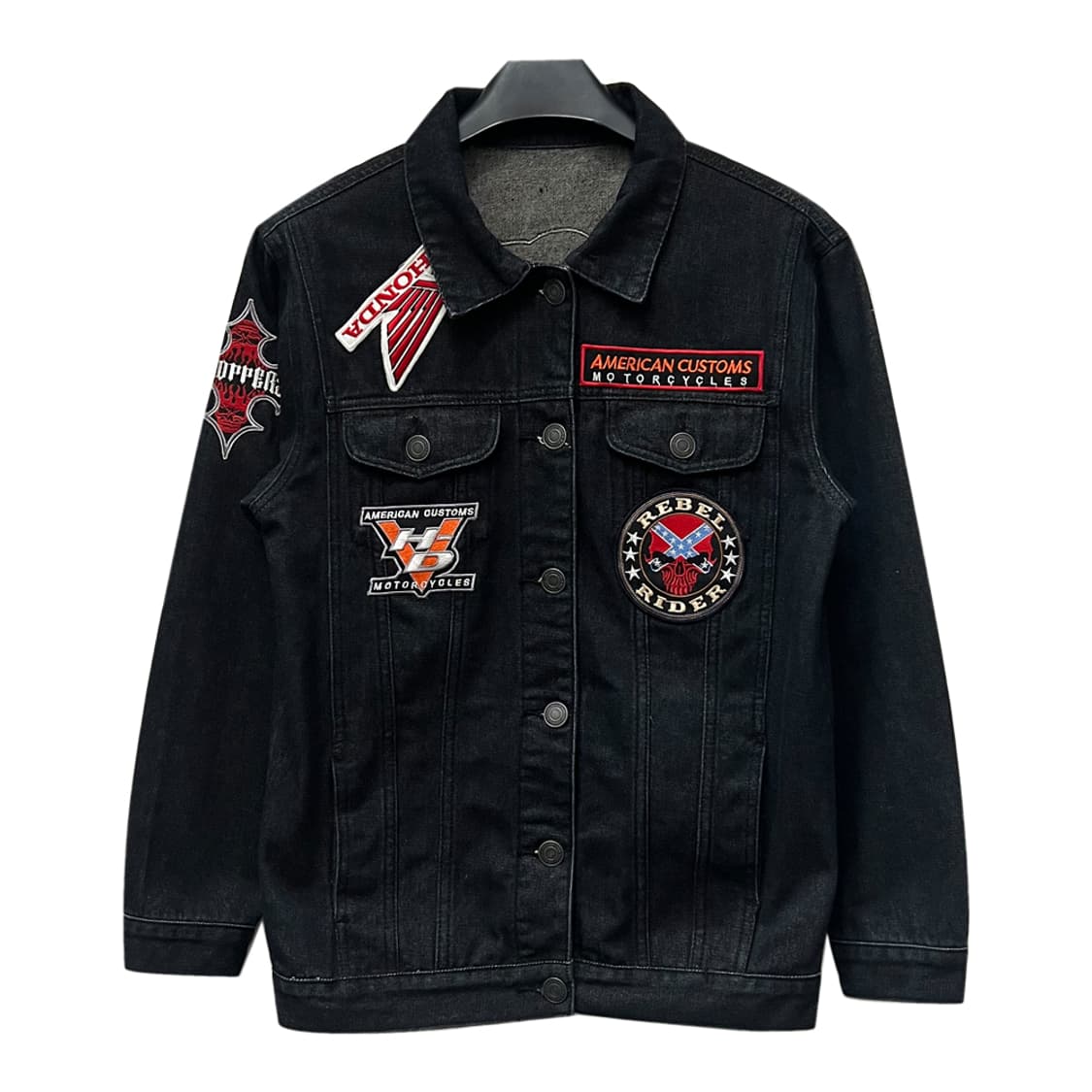 VTG 빈티지 커스텀 모토사이클 패치 흑청 트러커 자켓 L 상품이미지2