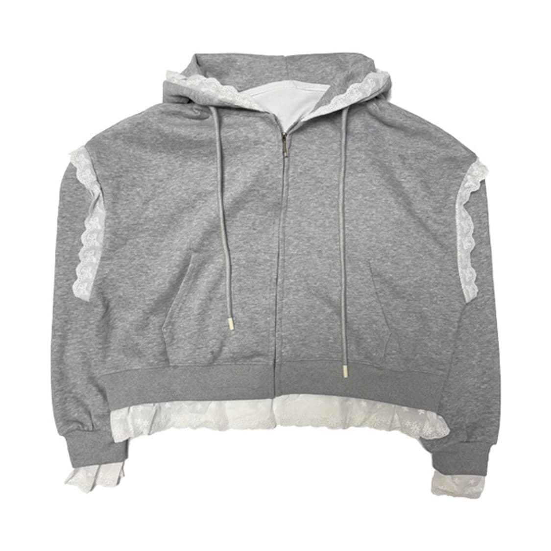 새상품 여자 레이스 크롭 후드집업 상품이미지1