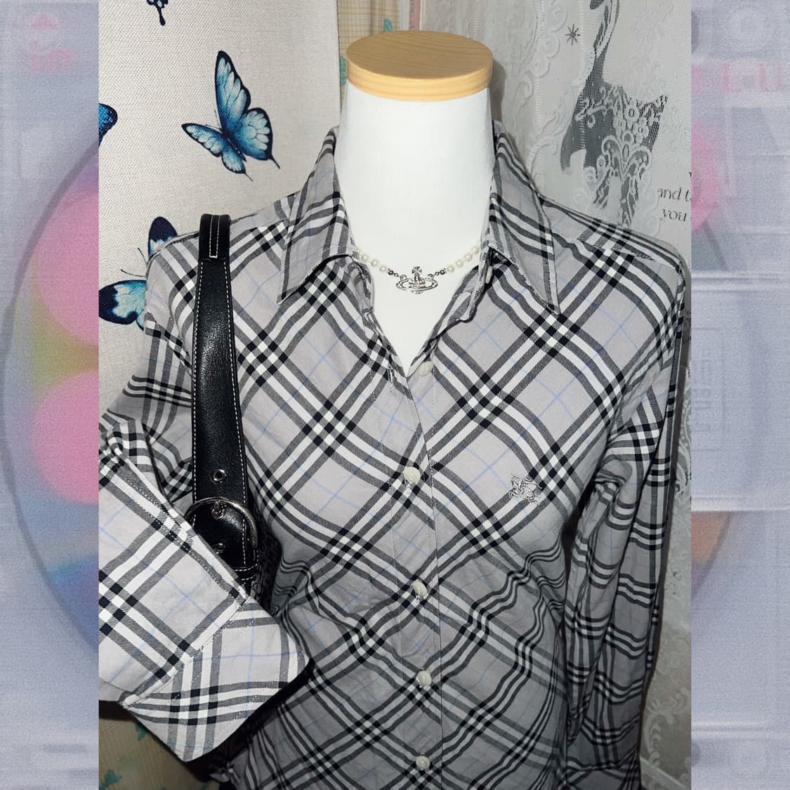 버버리 그레이 체크 셔츠 상품이미지4