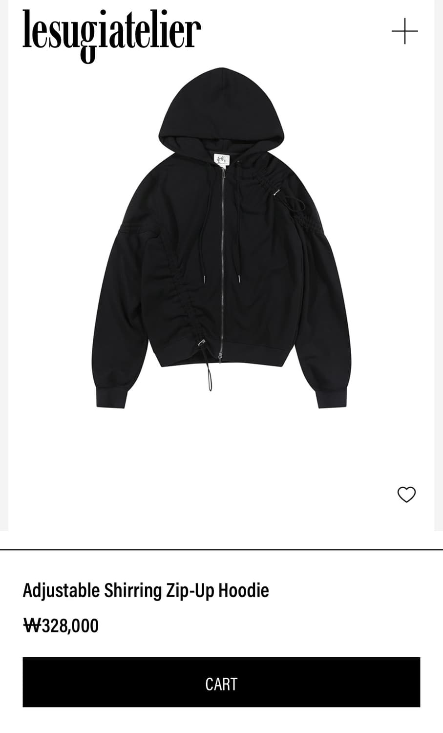 르수기아뜰리에 셔링 후드집업 블랙 s 상품이미지1