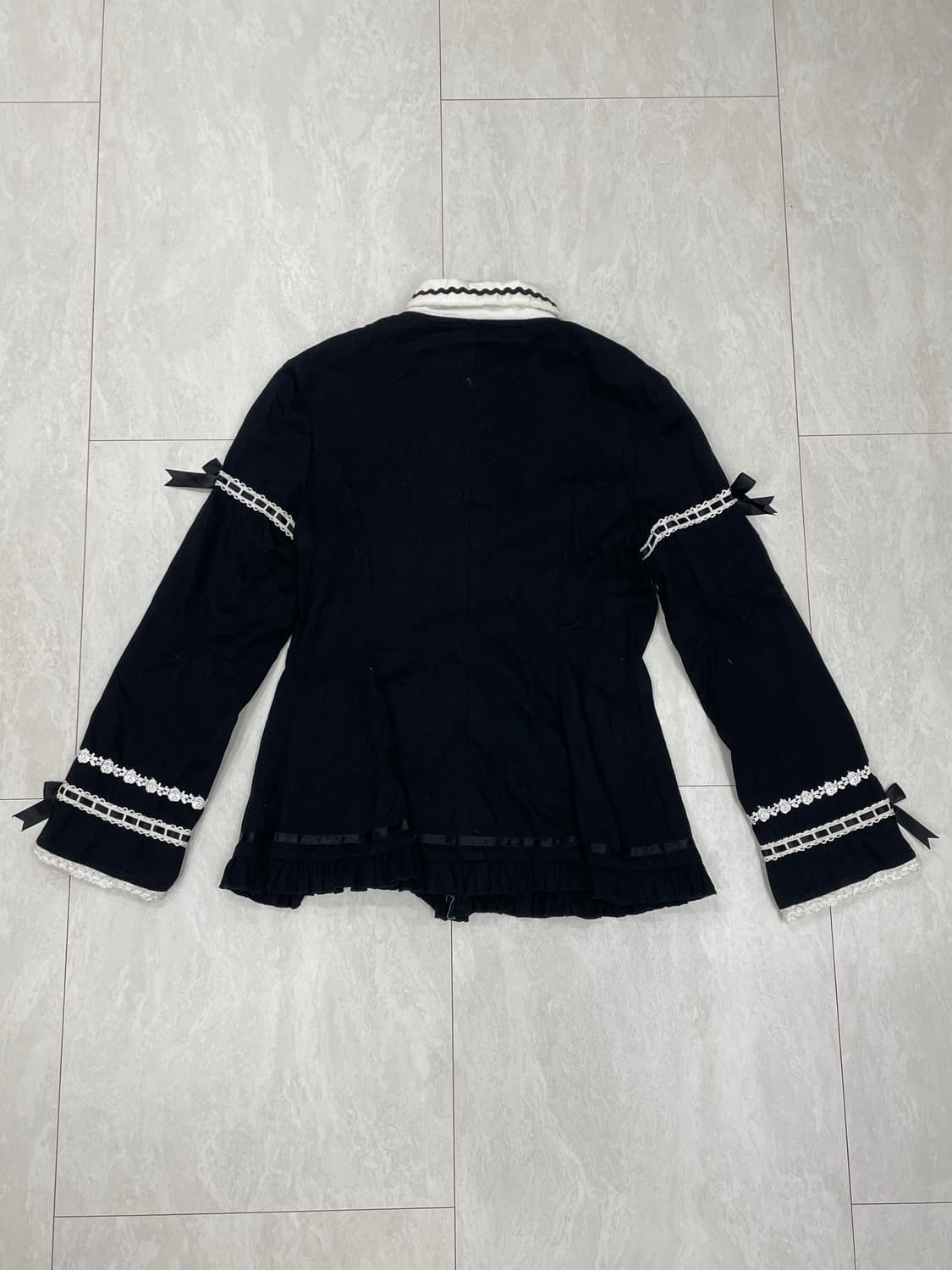 바디라인 아카이브 고스 로리타 블랙 레이스 리본 자켓/셔츠 세트 상품이미지4
