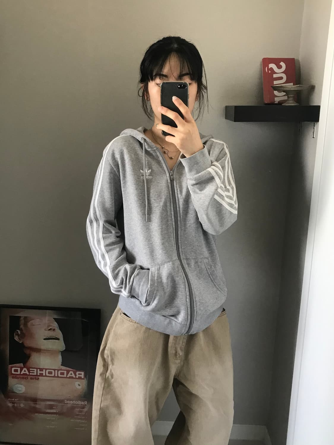 아디다스 트레포일 사이드라인 그레이 후드집업 상품이미지2