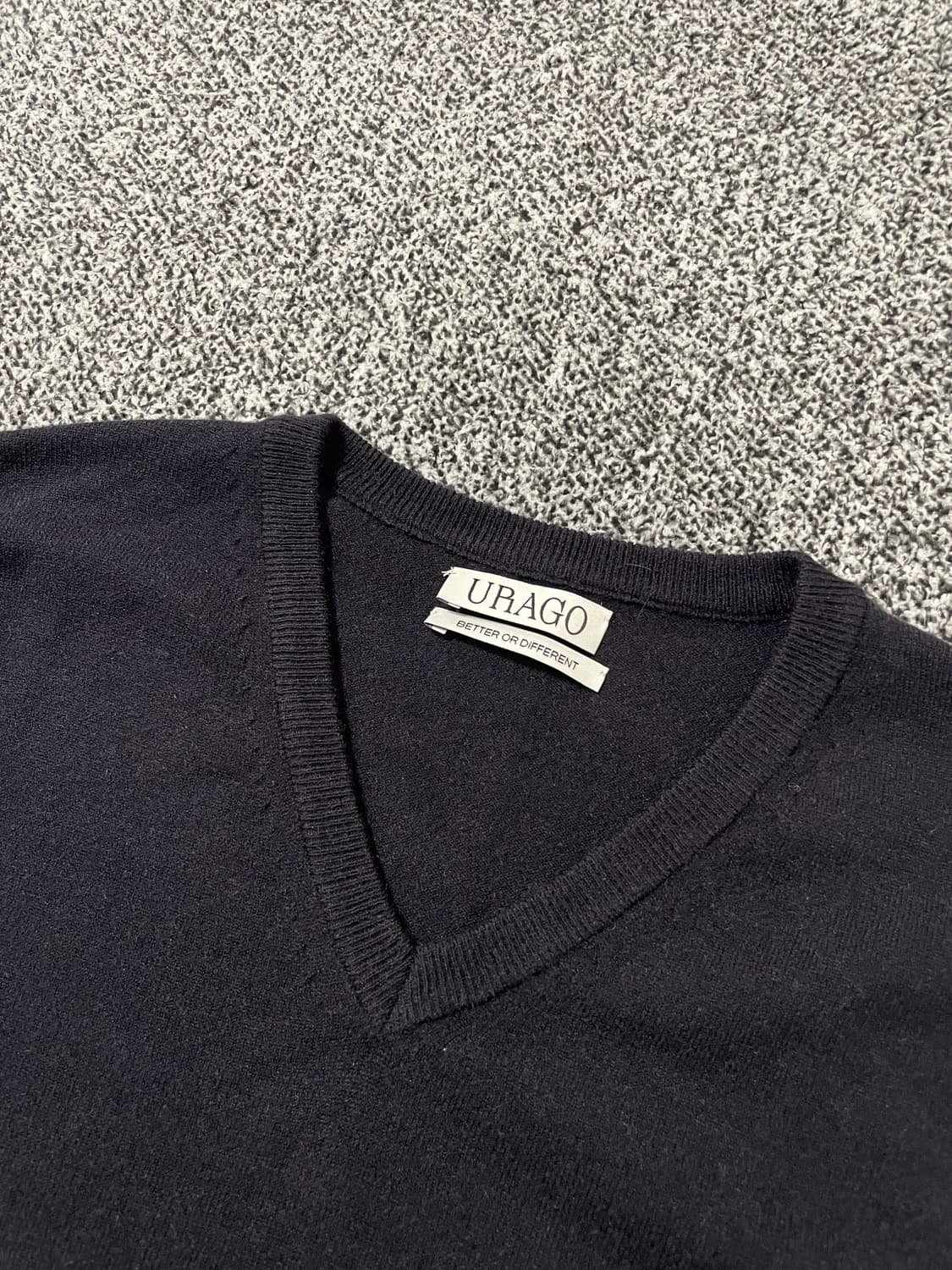 빈티지9. URAGO 유라고 네이비 니트 스웨터 브이넥 티셔츠 상품이미지2