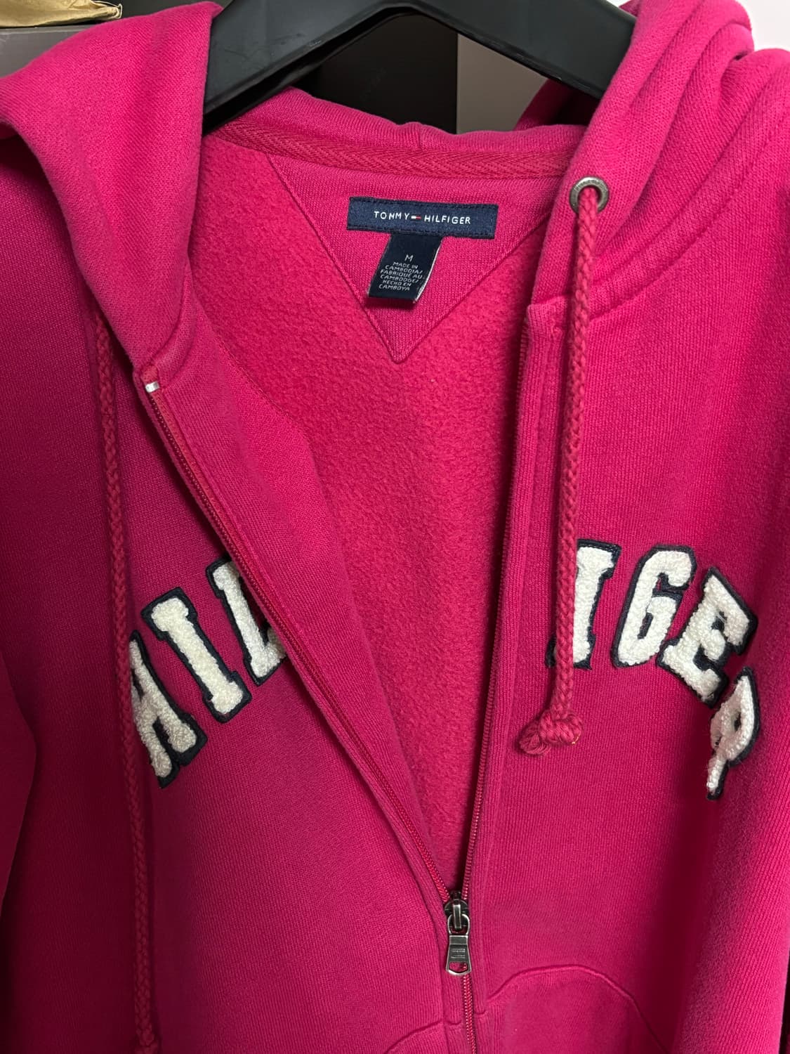 타미 힐피거 핫핑크 기모 후드 집업 상품이미지2
