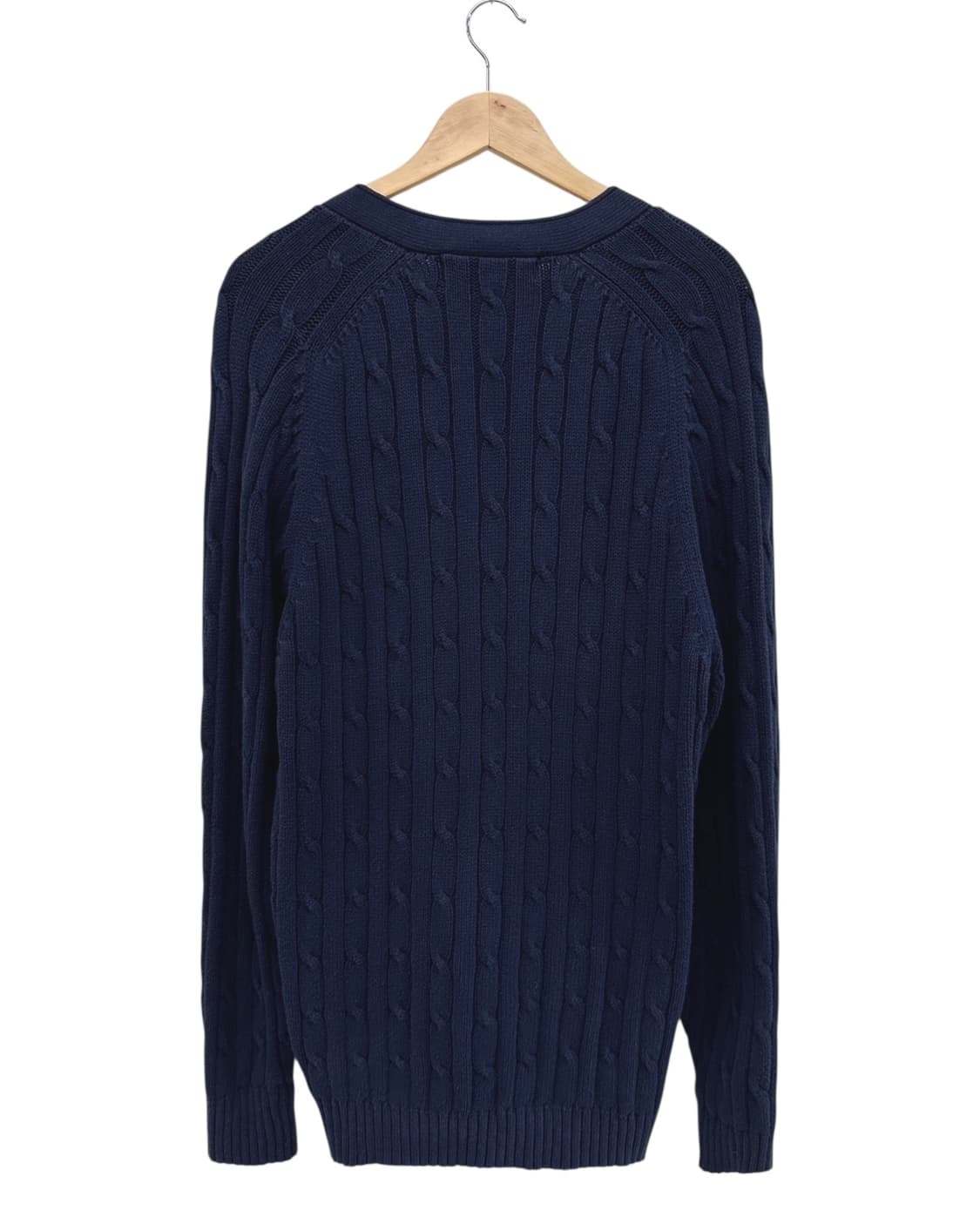 90s 폴로 코튼 니트 꽈배기 가디건 네이비 (2XL) 상품이미지10