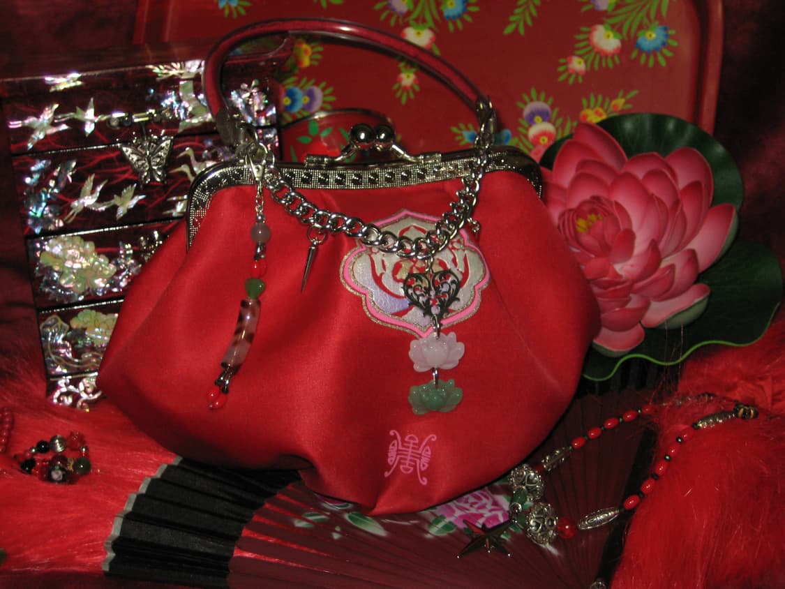 오리엔탈 연꽃키링 레드복조리 백 체인메이드 상품이미지6